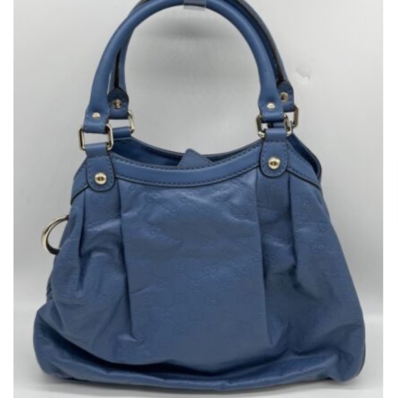 Gucci Interlocking GG Small Suki Hobo Handbag in Blue Leather - Picture 1 of 10